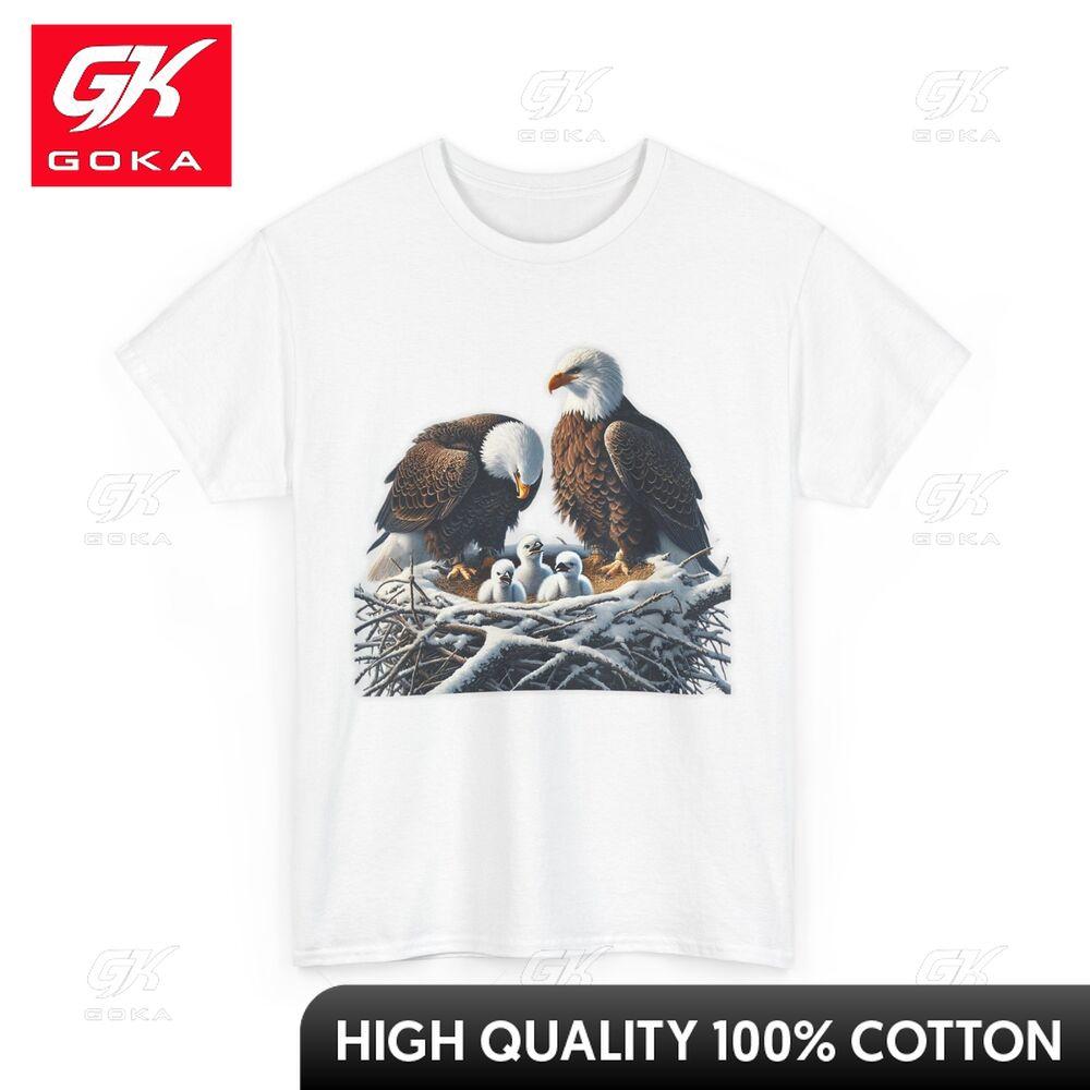 Bald Eagle Mom Dad Eaglet Cute Shirt Casual Collar Patterned Short Sleeve Streetwear Vibe Breathable Cotton Shirt Quirky S