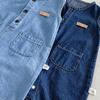 Baby Summer Rompers 3-24M Loose Boys Clothes Thin Toddler One Piece Solid Color Girls Denim Overalls + Hat