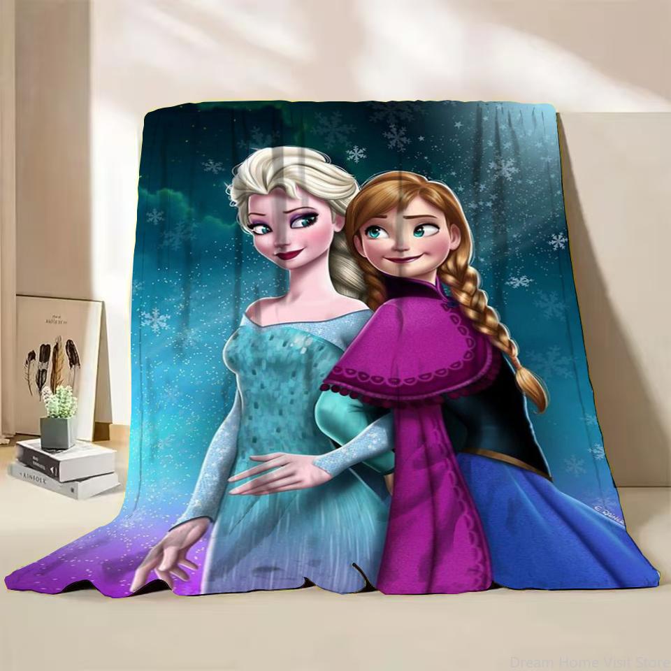 Disney Frozen Elsa Princess Childrens Adult Soft Flannel Blanket Fluffy Baby Plush for Bedroom Travel Office Cover Warm Blankets