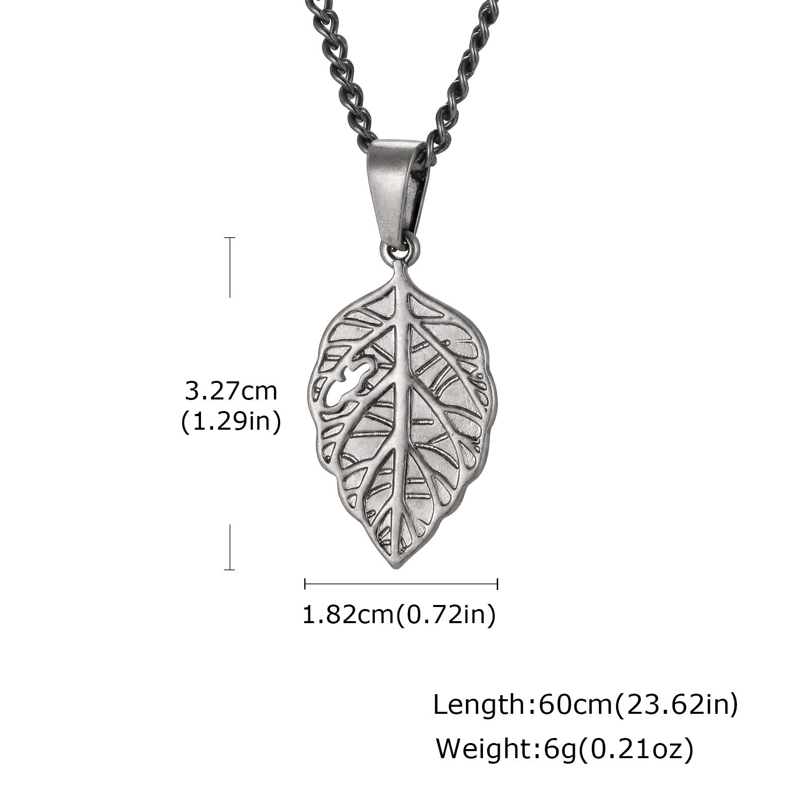 Vintage Leaf Necklace for Men Boys,Grey Stainless Steel Maple Leaf Pendant Necklace,Love Canada Symbol Leaf Jewelry Gift 60cm
