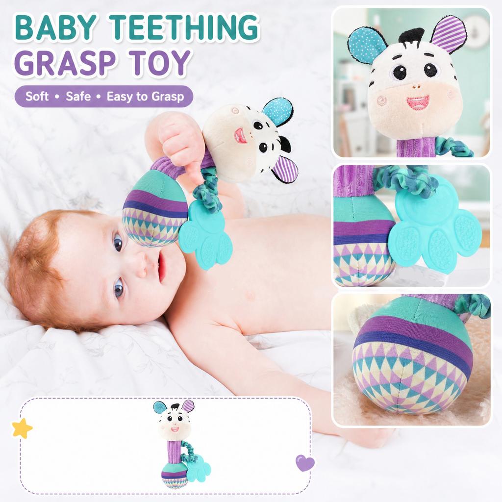 Baby Teething Toy Handheld Grasping Rattle for Infants