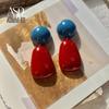 Hong Kong Style Retro Polka Dot Earrings: Playful Red Ear Clips for Girls and Women