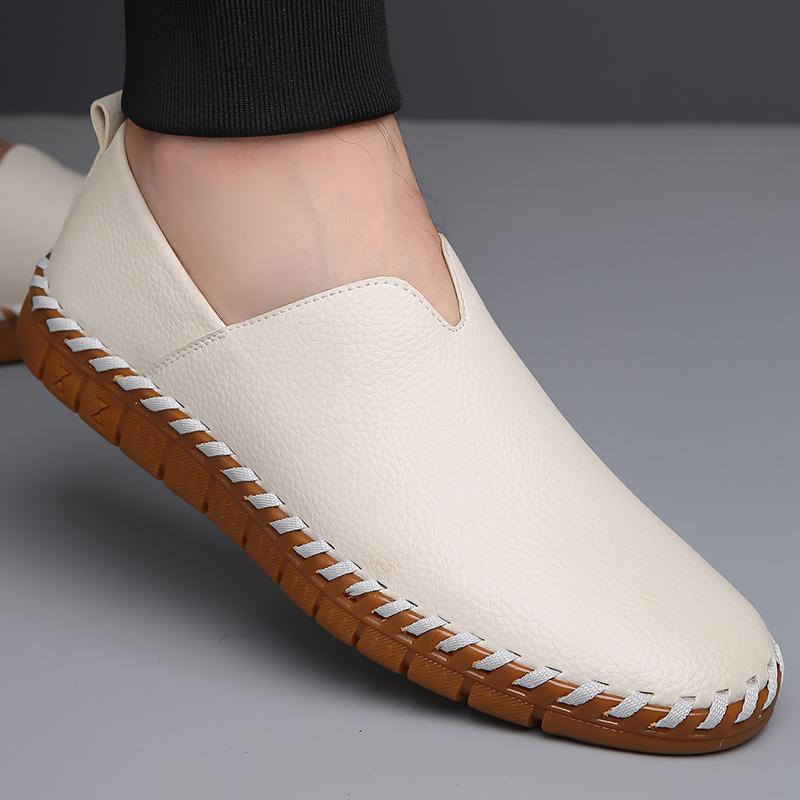 Fashion Handmade Shoes Man New Casual Fashion Embossed Leather Retro British Style Loafers Mens Slip-on Comfortable Outdoor Moccasins