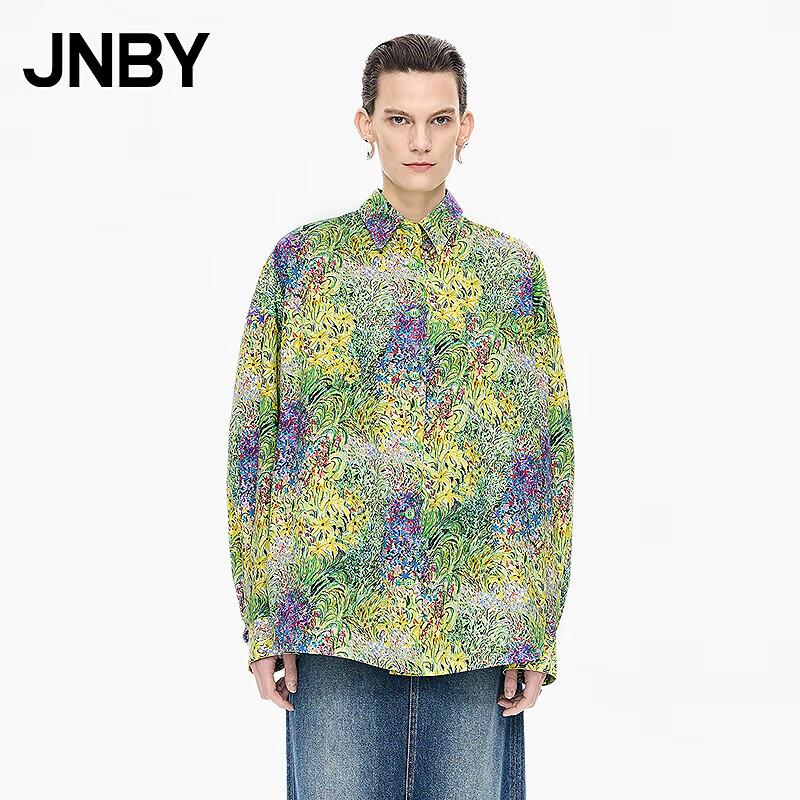 JNBY 2025 Autumn New Loose Cotton Long Sleeve Printed Shirt