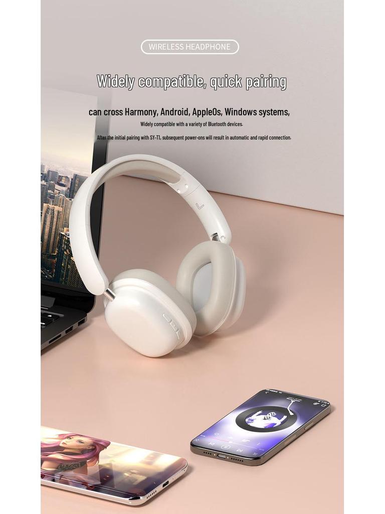 Kabellose Over-Ear Bluetooth-Kopfhörer mit Mikrofon und großem Akku für Gaming