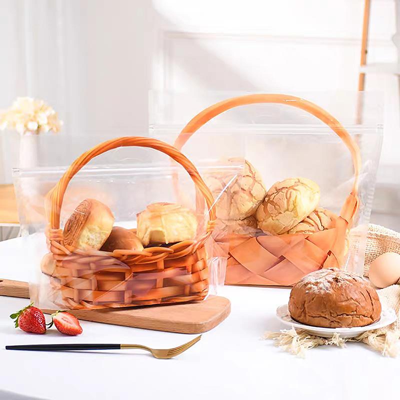 10 Stück Transparente Ziplock-Beutel Groß Transparent Toastbeutel Brothalter Tragbar Selbstklebend Gebäck Lebensmittelverpackung Bäckerei Geschenk