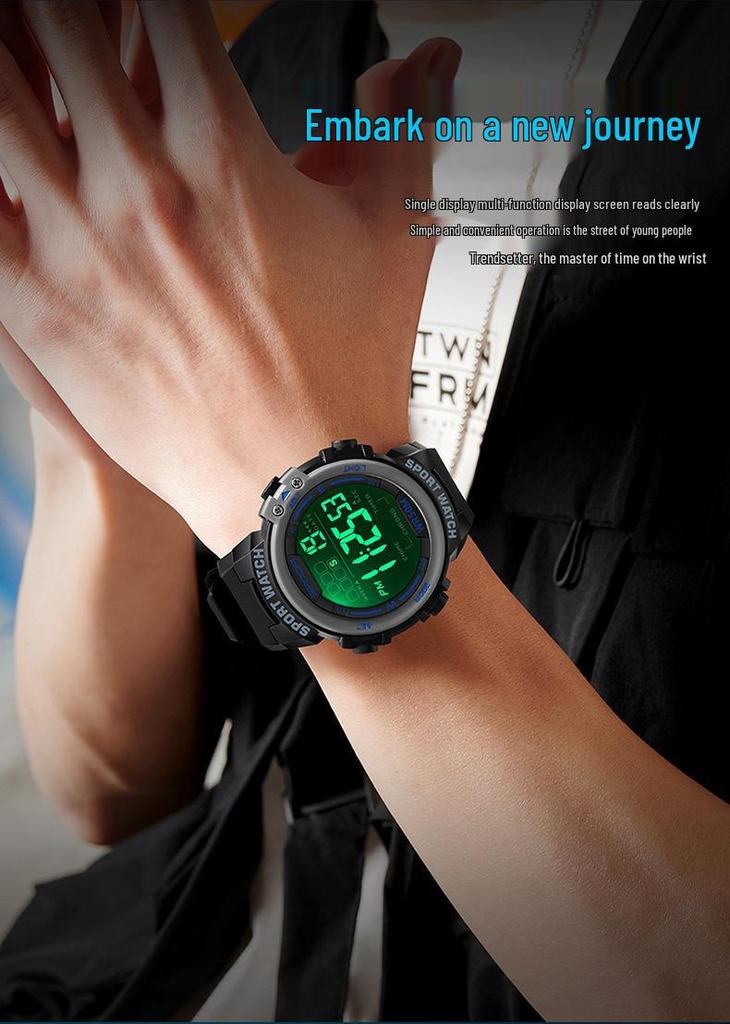 Sanda Luminous Waterproof Sports Watch: Multifunctional Alarm Clock Wristwatch for Men and Women