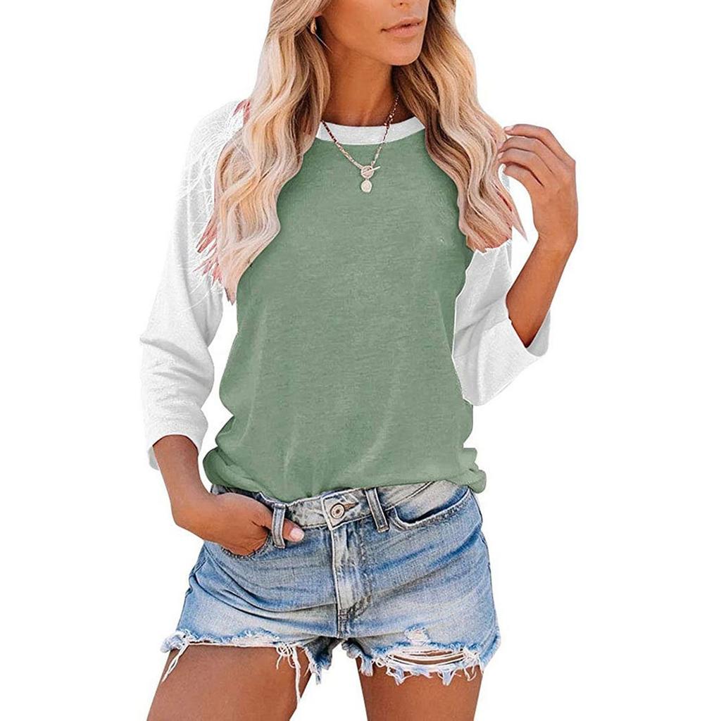 Women's Casual Colorblock Long Sleeve T-shirt Top