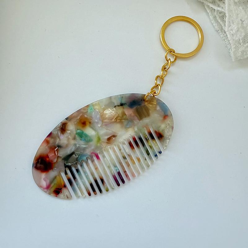 Portable Mini Comb Cute Keychain For Women Backpack Pendant Bag Decor Colorful Key Chains Car Keychains Travel Hair Accessories