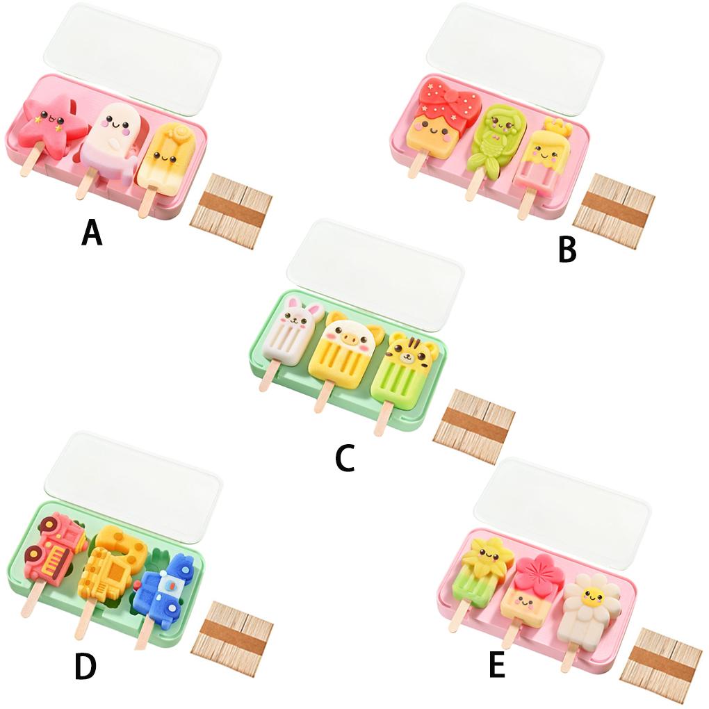 Silica Gel Silicone Small Popsicles Molds With 50 Wooden Sticks Easy-release Homemade Ice Molds Set