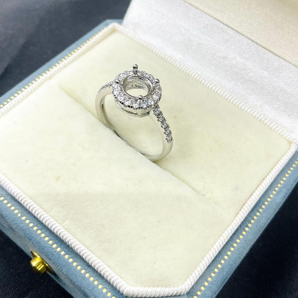6.2mm Round Inlay CZ Diamond Ring Setting - High-End DIY Jewelry Accessory
