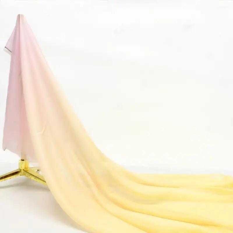 30D Szyfon Tencel Kolor Gradientowy Cienka Tkanina Ubrania Sceniczne Sukienki Koszule DIY Dekoracja Domu 100x150cm