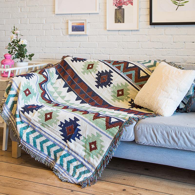 Bohemian Knitted Chair Lounge Blanket Bed Tapestry Bedspread Tablecloth Ethnic Women Outdoor Beach Sandy Towels