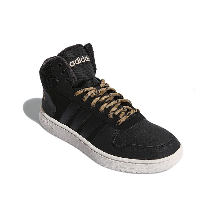 Adidas Neo Hoops 2.0 Mid Suede Slip Resistant Durable High Top Skate Shoes Unisex Sneakers Black CG7117