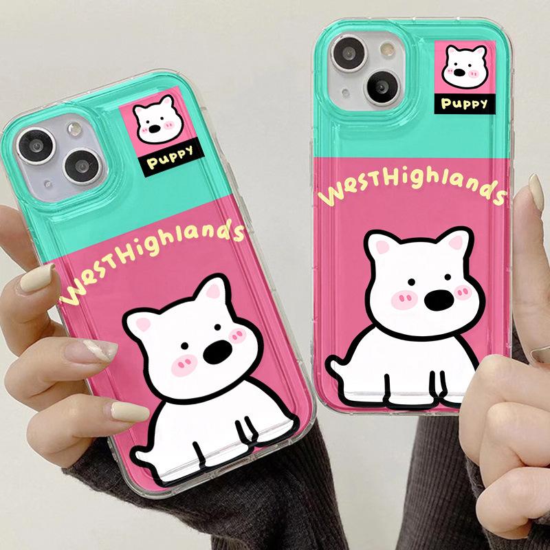 Cute cartoon puppy for iPhone17promax mobile phone case Apple 15 airbag 14/13 factory 16th generation