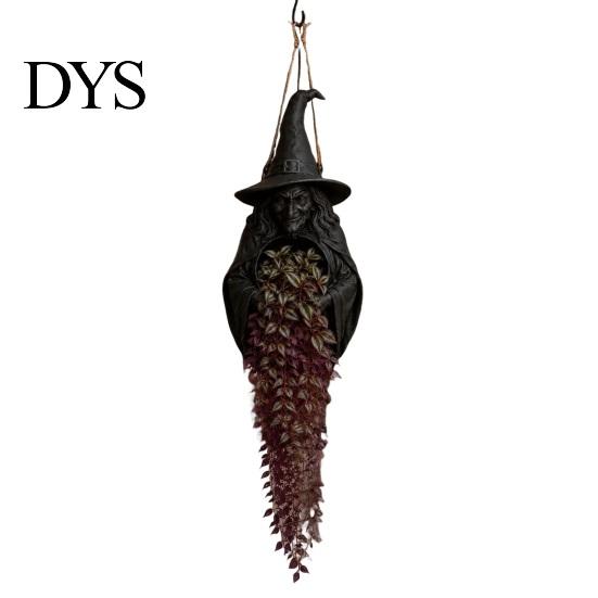 Decorative Bat Flower Basket Halloween Hanging Planter for Indoor Outdoor Use, Gothic Cat Witch Raven Plant Pot Porch Holder, Spooky Wall Mounted