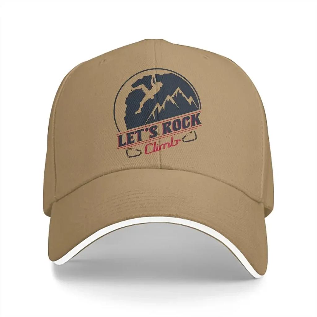 Washed Mens Baseball Cap Lets Rock Climb Trucker Snapback Caps Dad Hat Mountain Climber Golf Hats