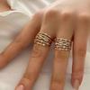 New Stainless Steel 18 K Gold Plated Sun Rings for Women Natural Stone Inlaid in Hollow Metal Texture Ring Trendy Jewelry