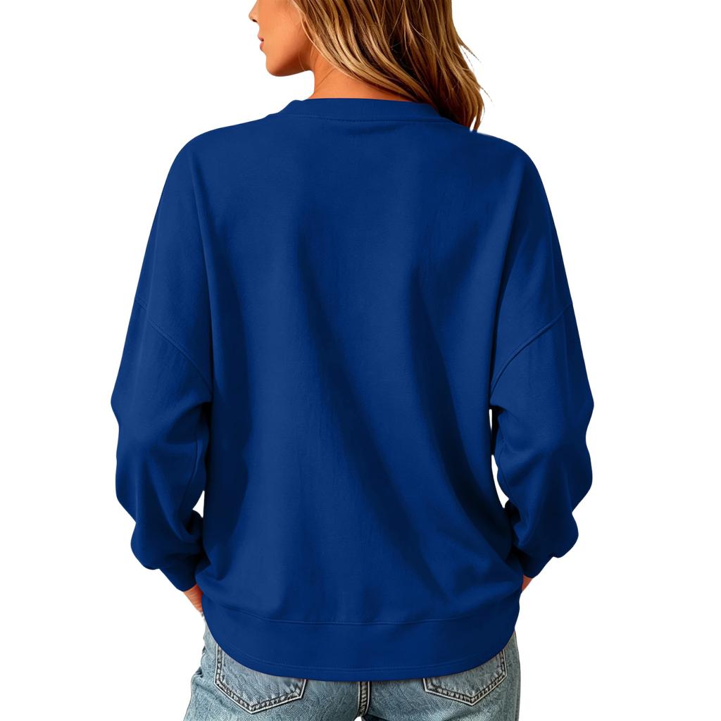 Women's Casual Loose Fit V-Neck Zip Up Long Sleeve Sweatshirt