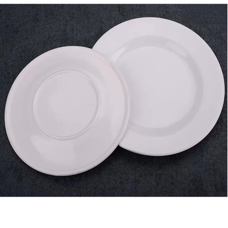 12-inch Commercial White Melamine Round Flat Plates, 10-Pack