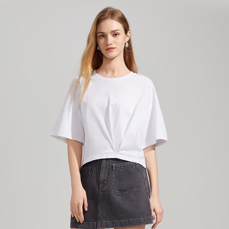 Tatou Fashion Rhinestone Short Sleeve Women's T-Shirt