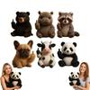 Soft Emotional Support Plush Toy Realistic Cow/Raccoon Cute Plush Toy Doll Companion Healing Panda Finger Plush Animal Toy