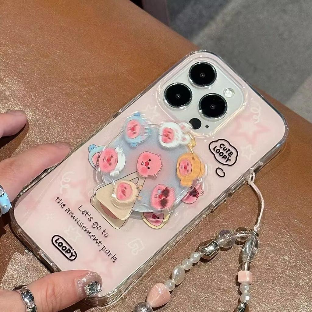 Large Hole Rotating Animal Suitable for Iphone15Pro Cartoon Max Apple 14 Mobile Phone Case 11 Women 12 Anti Fall