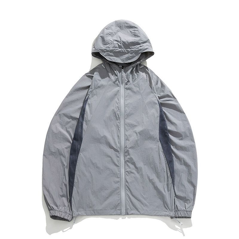 

Unisex Quick-Dry Outdoor Breathable Thin Coats Spring Summer Hiking Fishing Climb UV Resistant Breathable Hood Suntan Clothing XXL світло-сірого кольору