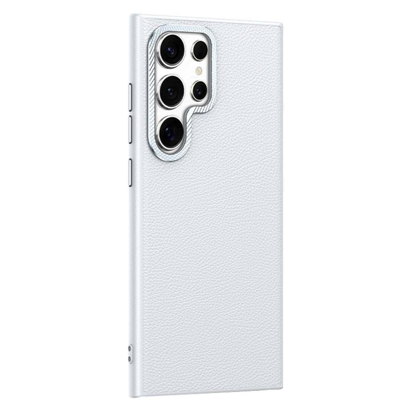 For Samsung Galaxy S24 Ultra Anti-Drop PU Leather+TPU Phone Case Metal Lens Frame Cover