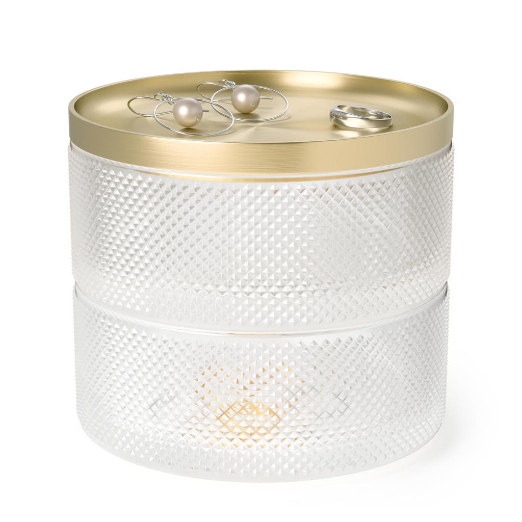 Umbra Tesora Jewelry Glass and Elegant Design Box, Gold, Round,