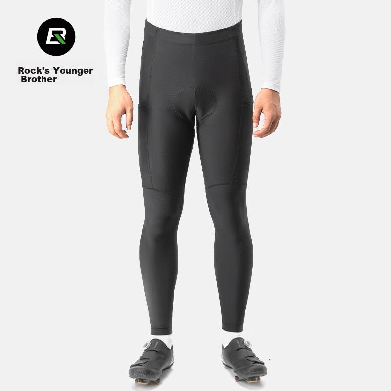 Cycling Shorts for Men, Warm Windproof Fleece Lightweight Autumn Road Bike Pants Equipment, Black, 2XL