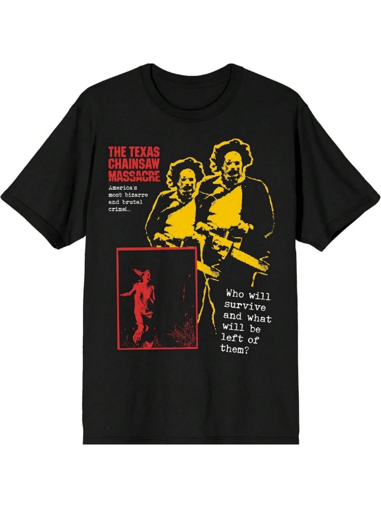 Texas Chainsaw Massacre Leatherface Collage unisex s Black Crew Neck Short Sleeve T-Shirt S разноцветный