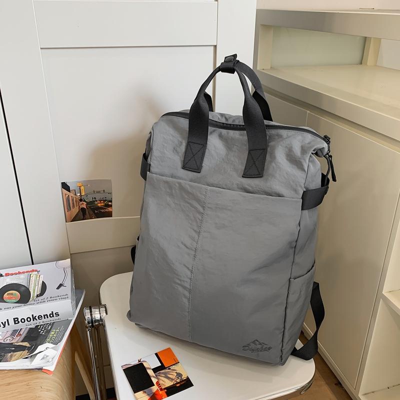 Solid Color Backpack Men's Large Capacity Backpack Women's Computer Bag Student Schoolbag