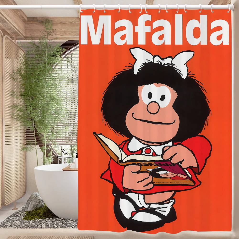 Cartoon Mafalda Bathroom Shower Curtain Shielding Partition Shower Curtain Quick Dry Can Be Scrubable Light Opaque Bath