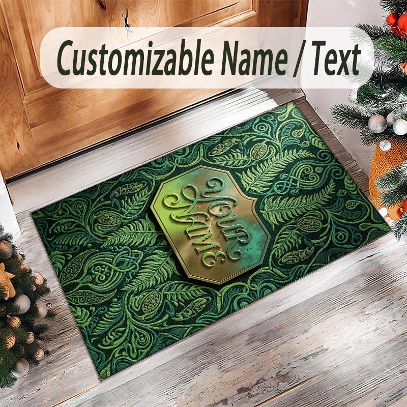 Decorative Artwork Theme Crystal Velvet Rug Personalized Custom Name Text Soft Floor Mat Home Decor
