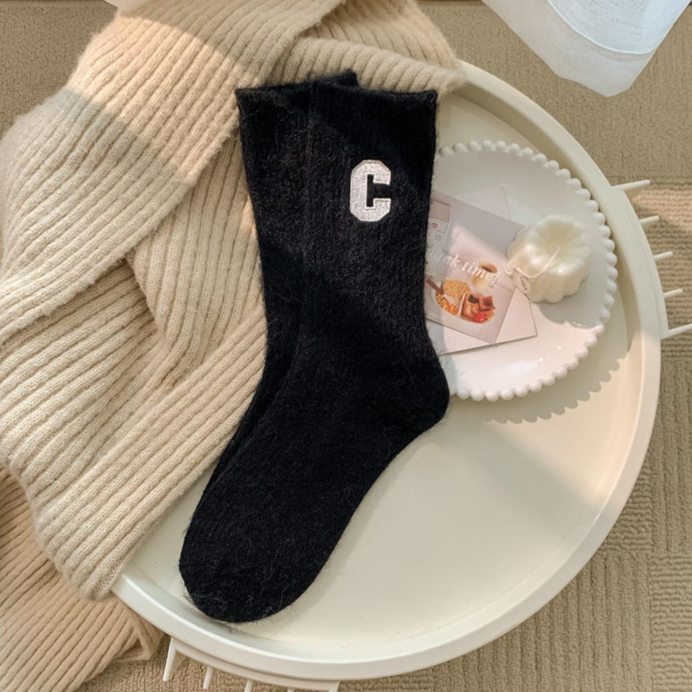 Polyester Wool Snow Boot Socks Solid Color Winter Warm Thick Socks Fashion Women Wool Socks  Women