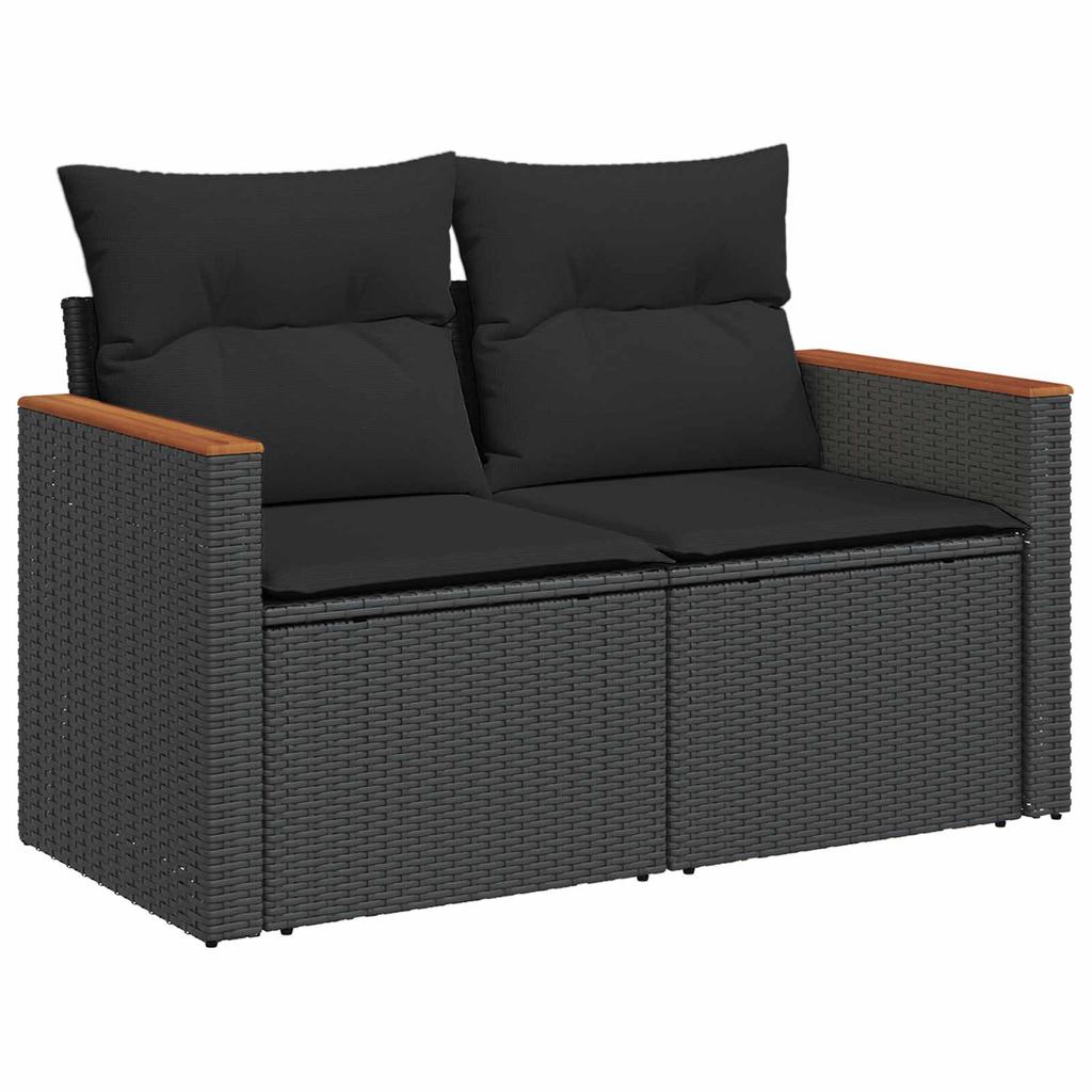 Sofa Set 8 Pieces Black Poly Rattan and Steel