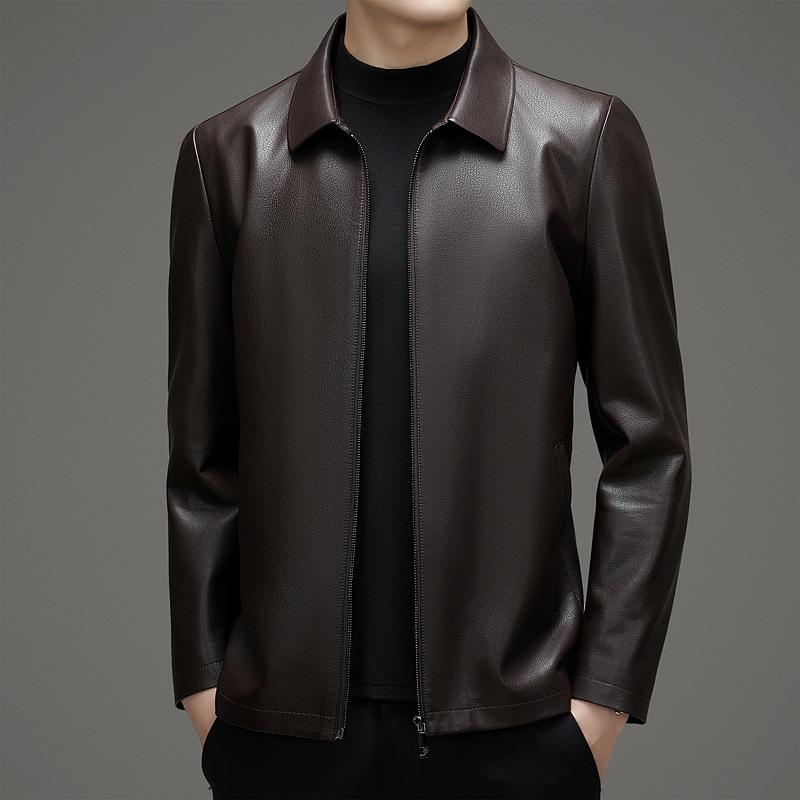 

Весенняя и осенняя куртка из натуральной кожи, мужская куртка из овчины, куртка с лацканами, деловая повседневная мужская куртка 195