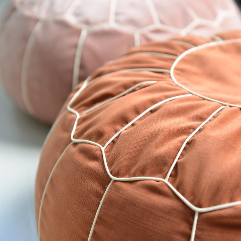 Velvet Moroccan Pouf 50cm Embroider Craft Japanese Style Creative Futon Tatami Ottoman Footstool Unstuffed Cushion (No Filling)