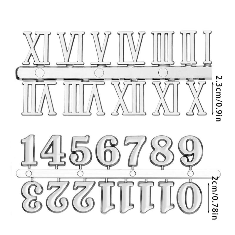 Craft Digital Clock Numbers Kits Metal Arabic or Roman Numerals Set for Clock Watch Repair Replacement Accessories