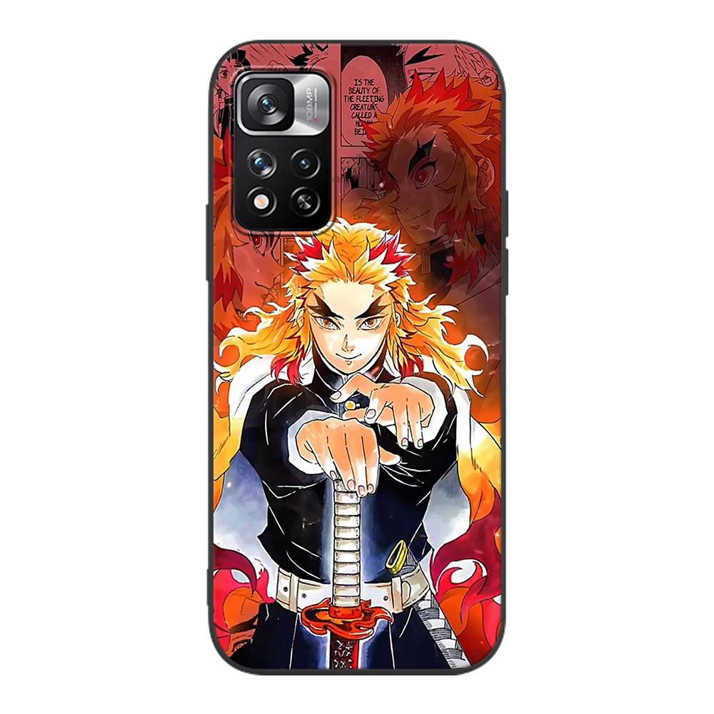 Demon Slayer Case for Xiaomi Redmi Note 9S 9 11 10 8 Pro 9C 9 K40 9A 7 8T 7A 9T Soft Silicone Coque Anime Black Phone Cover Fall