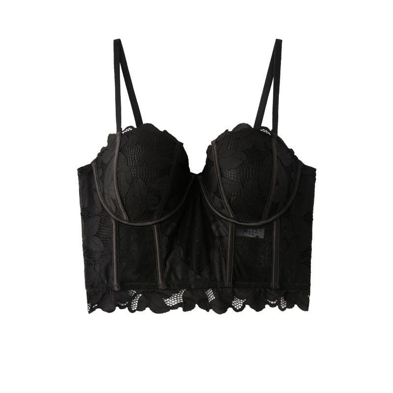 French Lace Fishbone Underwear Sexy Outer Corset Gathered Bra Big Chest Small Breast Bra Bra