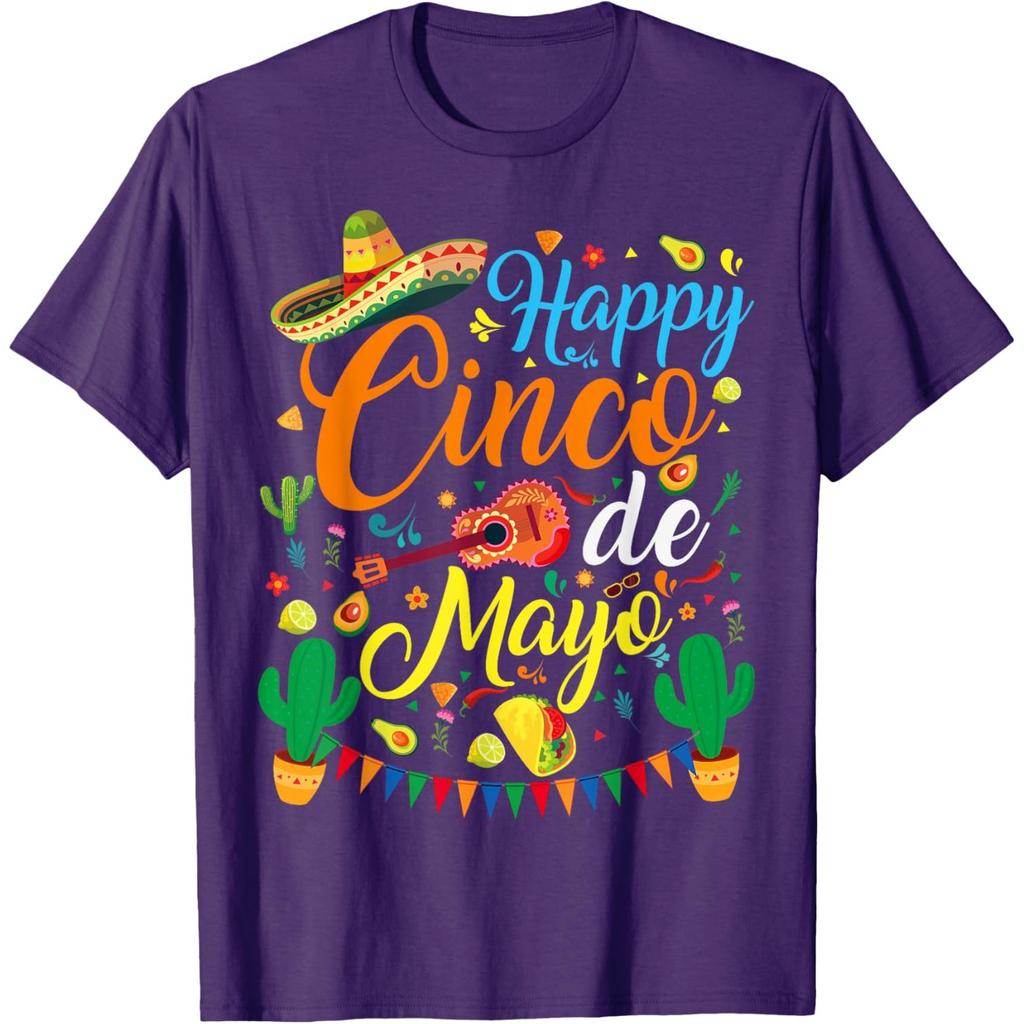 Glücklicher Cinco de Mayo Grafikdruck Herren Damen Baumwoll T-Shirt Lässiges Kurzarm-T-Shirt
