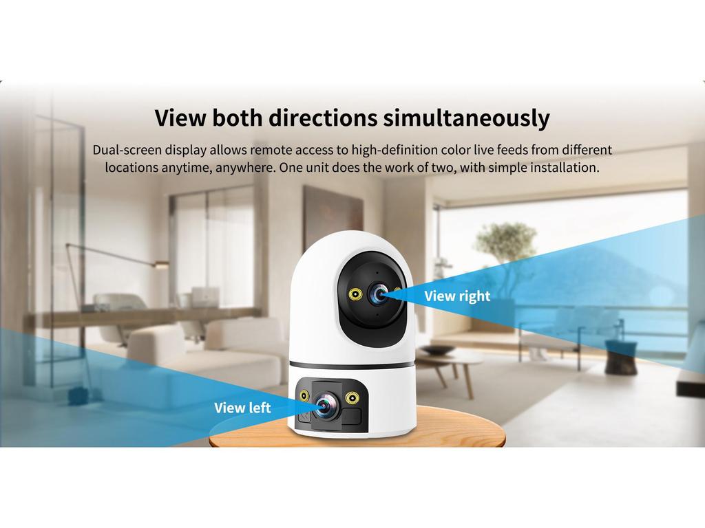Dual-Camera AI Indoor Gimbal Camera with Remote Panoramic Monitoring