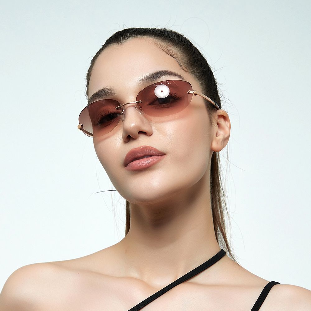 Fashion Y2K Wrap Around Sunglasses for Women Men Rimless Sun Glasses 2000'S Punk Sunglasses Goggles Shades UV400 Eyewear