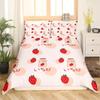 Strawberry Duvet Cover SetRed Strawberry Bedding Set for Girls Cute Black White Geometric Plaid Grid Comforter Cover Full Size
