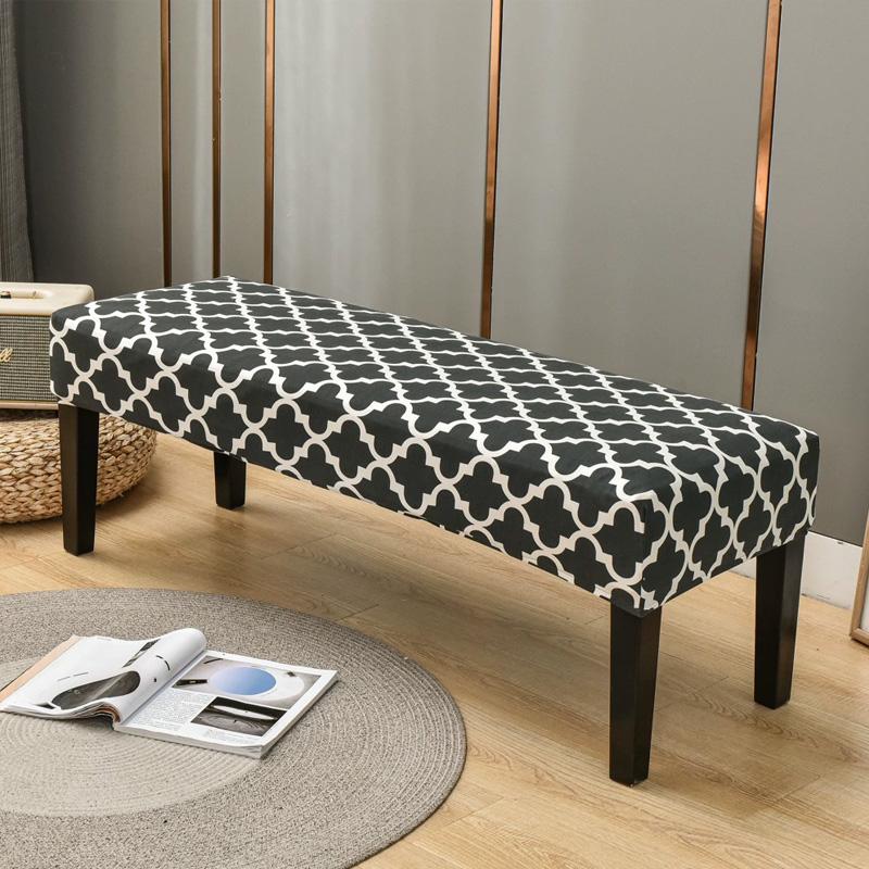 1PC Long Stool Cover Non-slip Long Bench Cover Dustproof Bench Protector Slipcover Floral Printed Full Wrap Stretch Slipcover