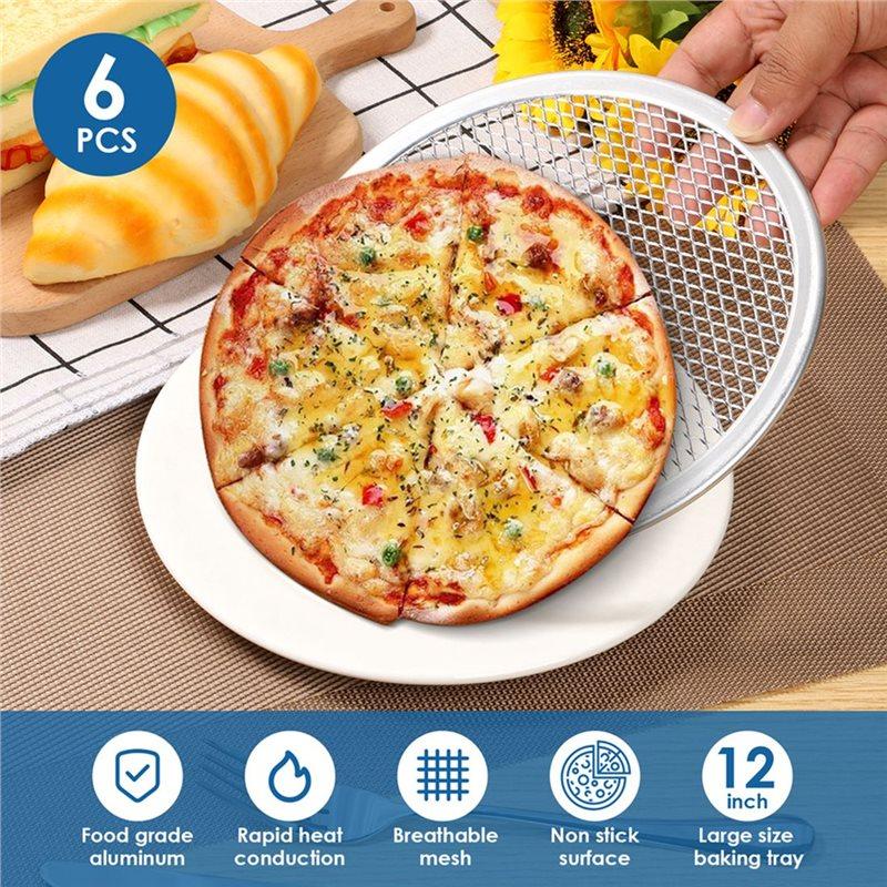 Temperature Resistant 6Pcs 12Inch Pizza Screen Non-Stick Oven Baking Tray Reusable Mesh Pan