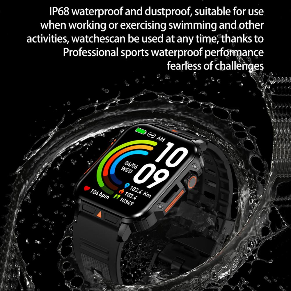 New 1.95 Outdoor Military Man Smart Watch Men Bluetooth Call Smartwatch Men ForAndroid IOS IP68 Waterproof Ftiness Watches