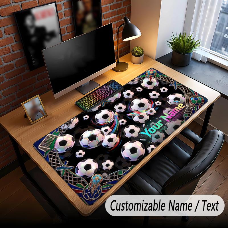 Soccer Theme Custom Mouse Pad Personalized With Name Text Customized Desk Mat For Office Home Decor
